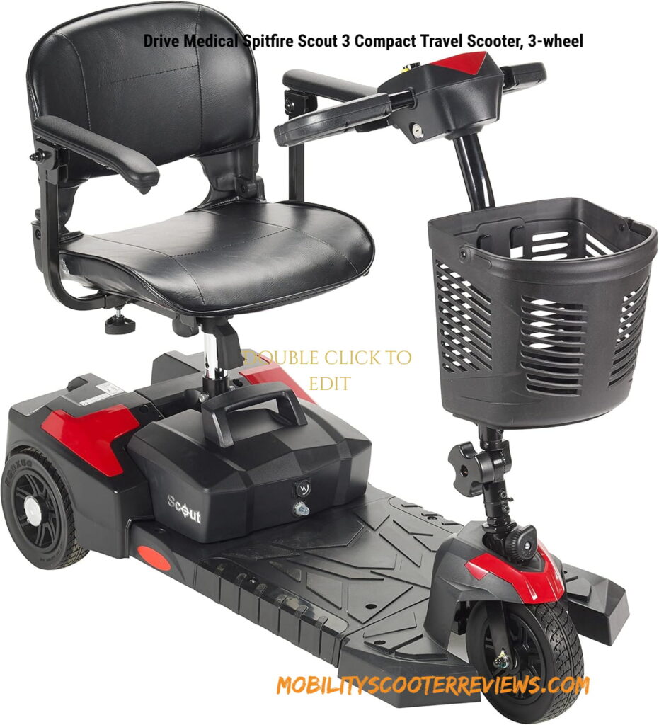 drive medical spitfire scout 3 compact travel scooter, 3 wheel
